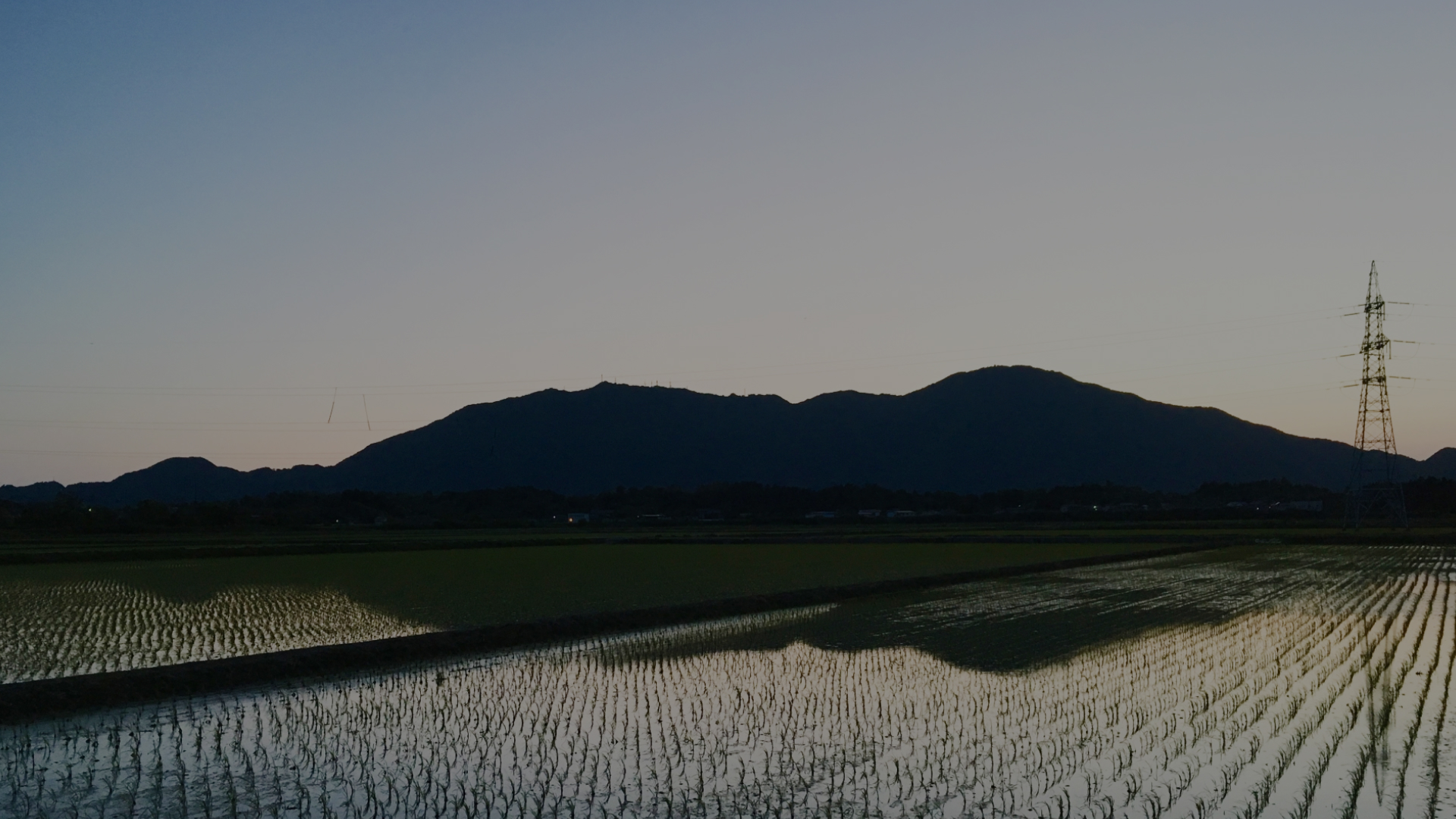 燕市の山々と田んぼ